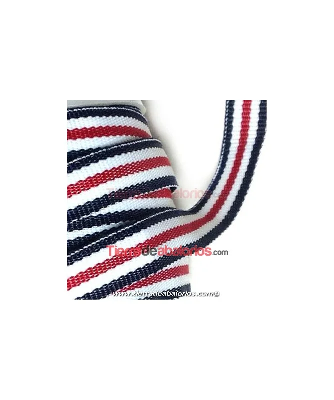 Cinta Sintética 10mm Marinera (Rojo, Blanco y Azul Marino)