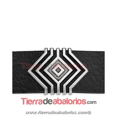 Pasador Geométrico Rombo Boho 30x23mm, Plateado
