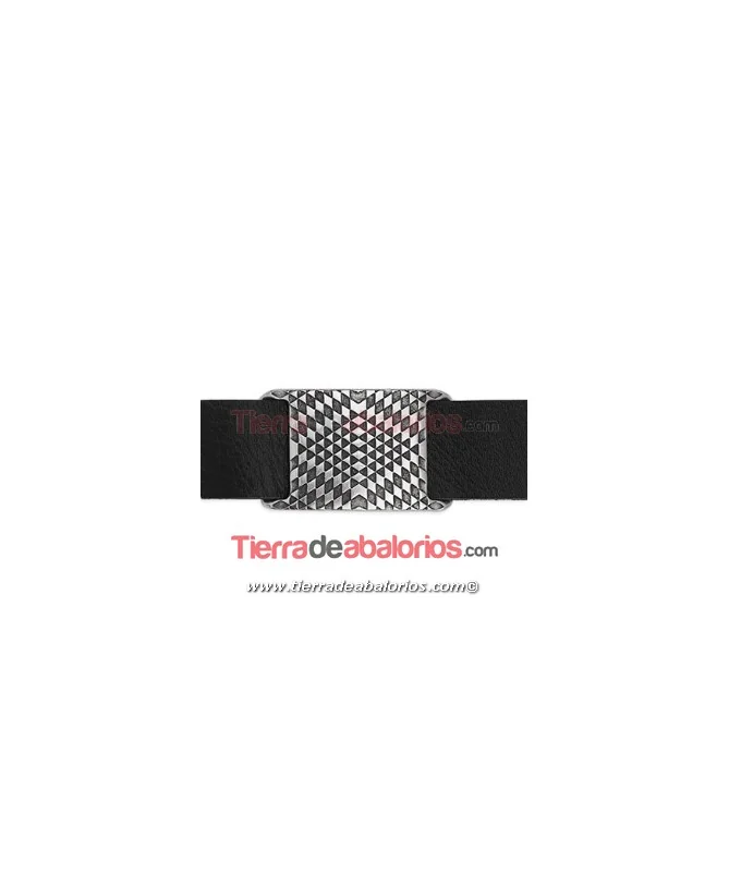 Pasador Curvado Rombos Étnico 40x25mm, Plateado
