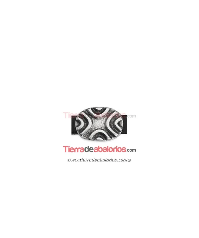 Entrepieza Pasador Oval Lineas Curvas 26x19mm, Plateada