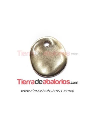 Moneda Lisa Irregular 25mm Agujero 3mm, Dorada Moneda Lisa Irregular 25mm Agujero 3mm, Dorada