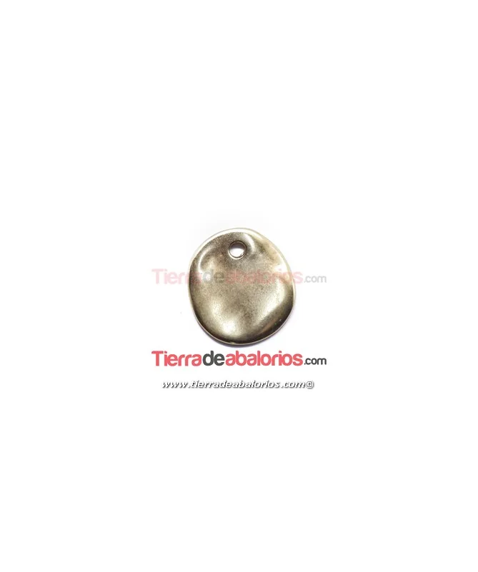 Moneda Lisa Irregular 25mm Agujero 3mm, Dorada Moneda Lisa Irregular 25mm Agujero 3mm, Dorada