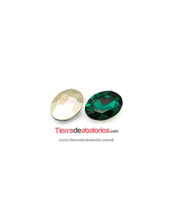 Cabujón de Cristal Checo Oval Facetado 18x13mm Emerald