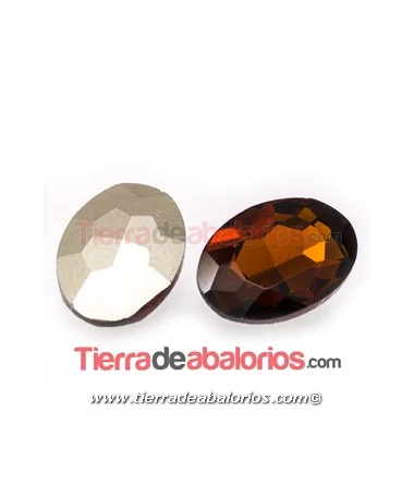 Cabujón de Cristal Checo Oval Facetado 18x13mm Smoked Topaz