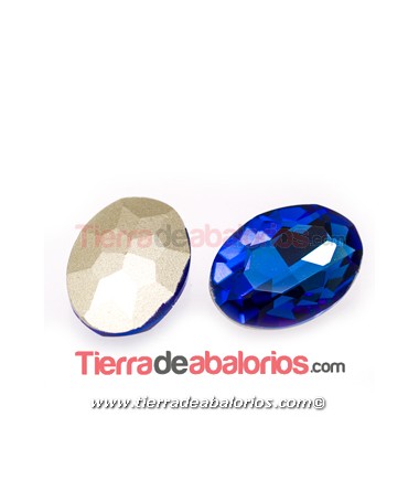 Cabujón de Cristal Checo Oval Facetado 18x13mm Sapphire
