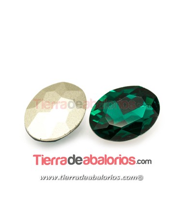 Cabujón de Cristal Checo Oval Facetado 25x18mm Emerald