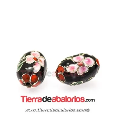 Cloisonné Melón 22x14mm Agujero 2mm, Negro