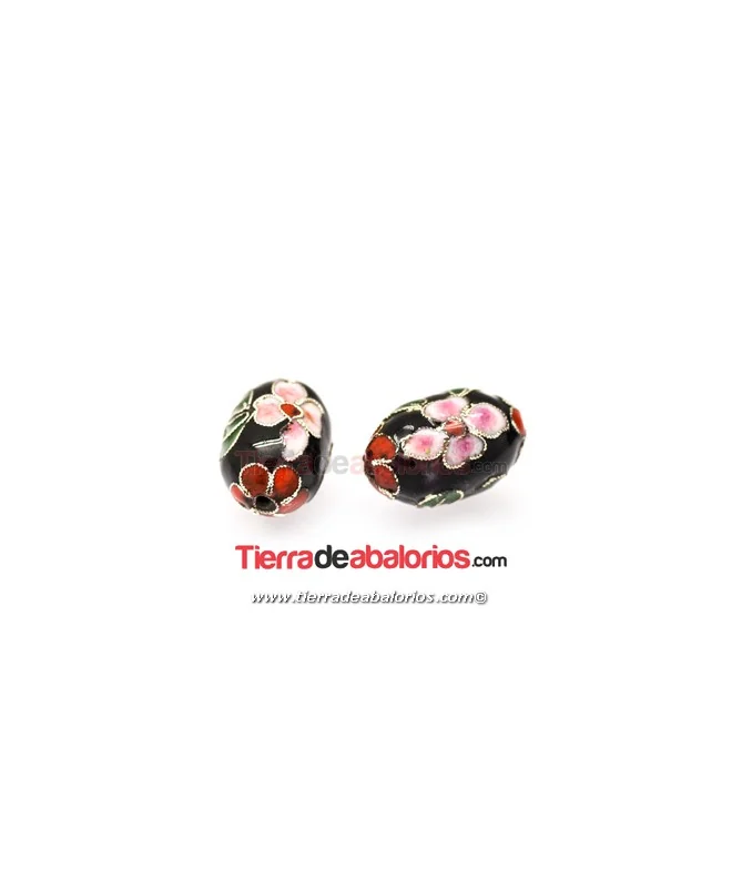 Cloisonné Melón 22x14mm Agujero 2mm, Negro