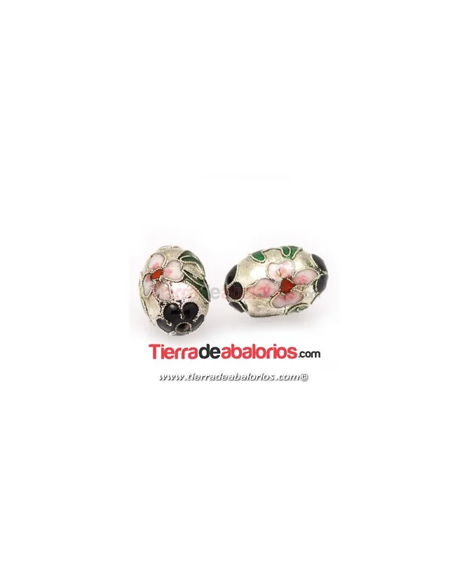 Cloisonné Melón 22x14mm Agujero 2mm, Plateado