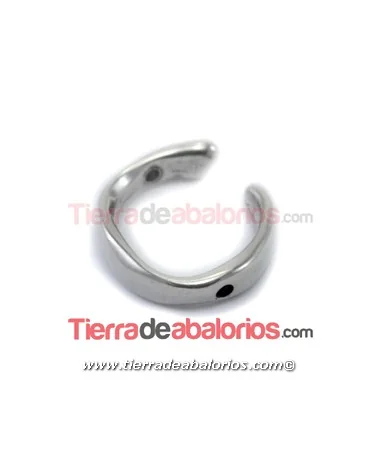 Aro Irregular Abierto 27x23mm 2 Agujeros 2,2mm, Plateado