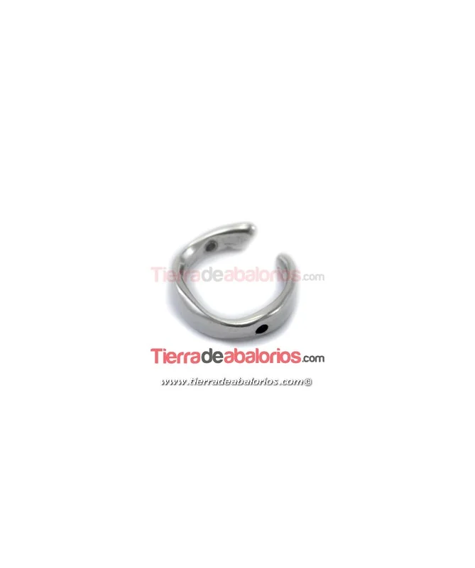 Aro Irregular Abierto 27x23mm 2 Agujeros 2,2mm, Plateado Aro Irregular Abierto 27x23mm 2 Agujeros 2,2mm, Plateado