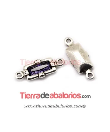 Conector 35x14mm Plateado, con Swarovski Tanzanite Conector 35x14mm Plateado, con Swarovski Tanzanite