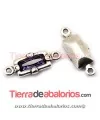 Conector 35x14mm Plateado, con Swarovski Tanzanite