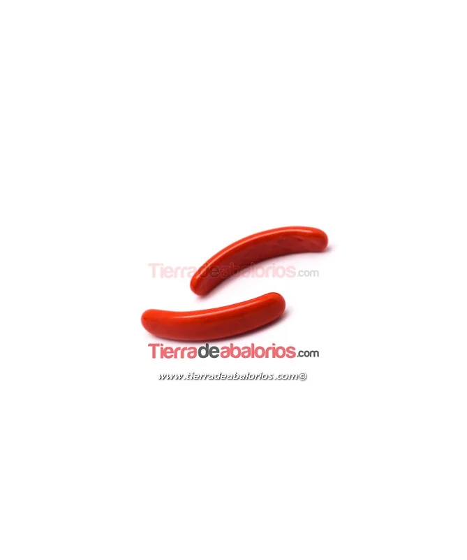Cabujón Cristal Murano Barra Curvada 33x5mm Rojo