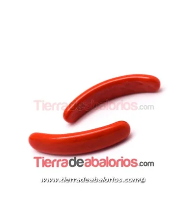 Cabujón Cristal Murano Barra Curvada 33x5mm Rojo