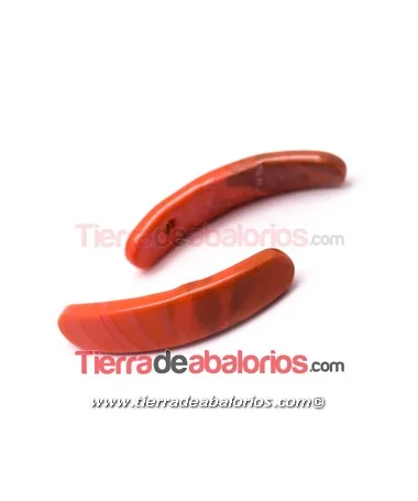 Cabujón Cristal Murano Barra Curvada 33x5mm Coral Cabujón Cristal Murano Barra Curvada 33x5mm Coral