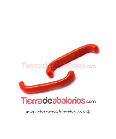 Cabujón Cristal Murano Tubo Curvado 33x5mm Rojo Cabujón Cristal Murano Tubo Curvado 33x5mm Rojo