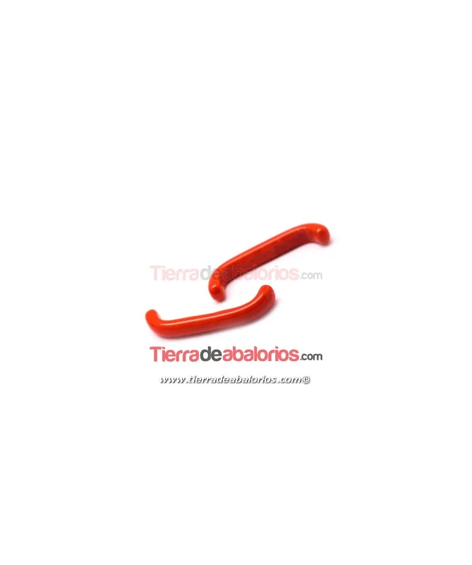 Cabujón Cristal Murano Tubo Curvado 33x5mm Rojo