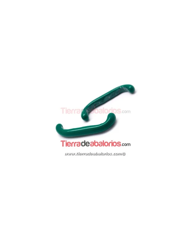 Cabujón Cristal Murano Tubo Curvado 33x5mm Verde