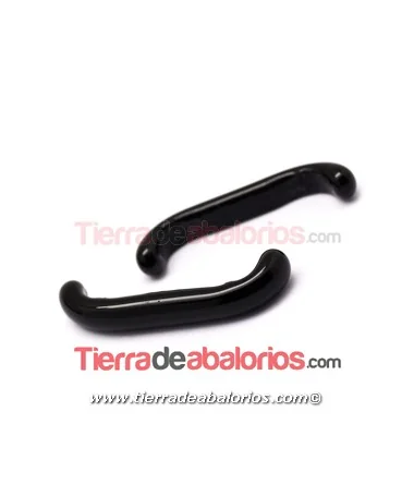 Cabujón Cristal Murano Tubo Curvado 33x5mm Negro