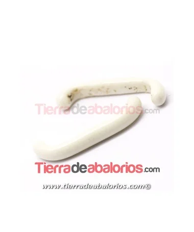 Cabujón Cristal Murano Tubo Curvado 33x5mm Marfil