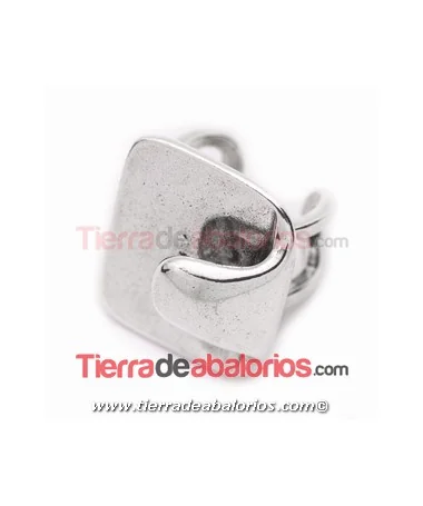 Anillo Gota, Ajustable de Peltre para Cabujón, Plateado