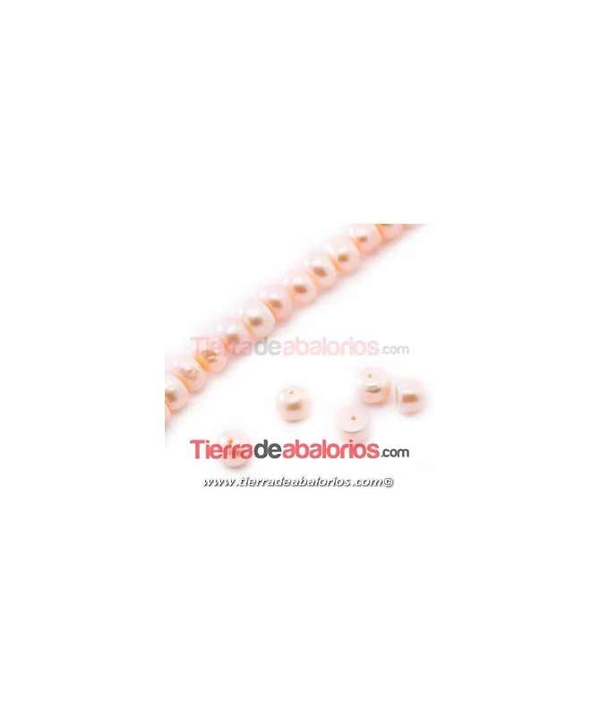 Perla Cultivada Achatada 7x6mm Agujero 0,7mm Salmón