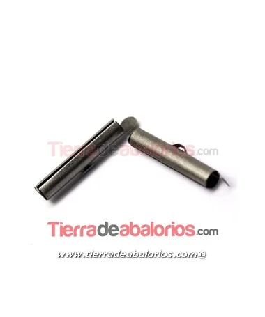 Terminal Tubo 26mm Agujero Lateral 3,7mm, Plata Vieja