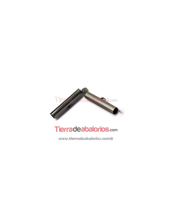 Terminal Tubo 26mm Agujero Lateral 3,7mm, Plata Vieja