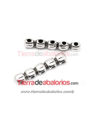 Separador 41x7mm 5 Agujeros de 3mm, Plateado Separador 41x7mm 5 Agujeros de 3mm, Plateado
