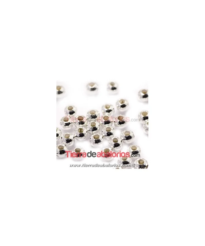 Bola de Latón 4mm Agujero 1,5mm, Plateada