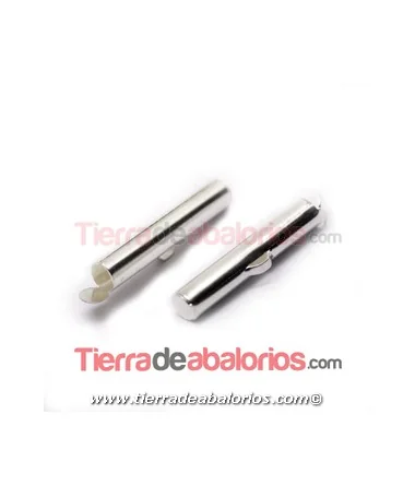 Terminal Tubo 26mm Agujero Lateral 3,7mm, Plateado Terminal Tubo 26mm Agujero Lateral 3,7mm, Plateado