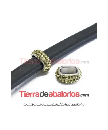 Entrepieza 18x8mm Agujero 11x7mm, Plateada con Cristal Swarovski Jonquil Entrepieza para Regaliz 18x8mm Agujero 11x7mm Jonquil