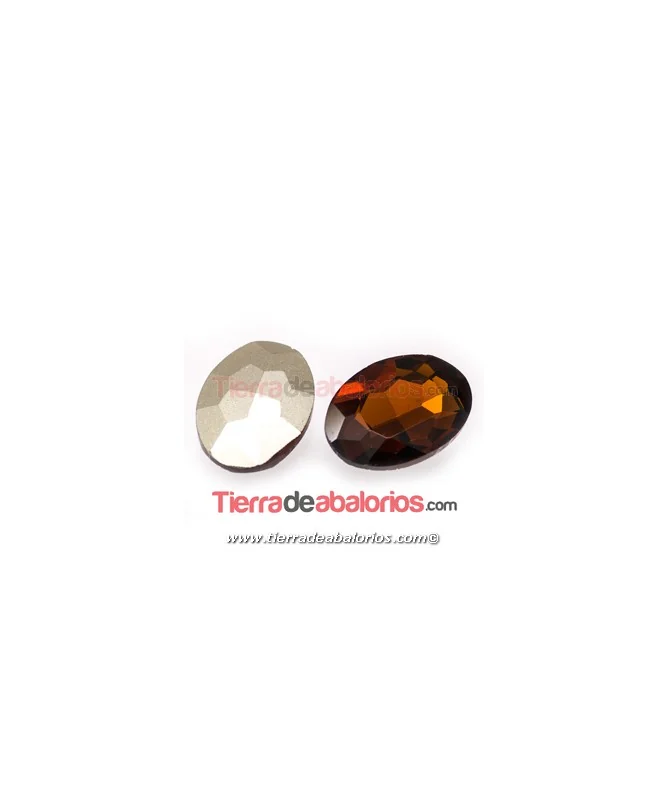 Cabujón de Cristal Checo Oval Facetado 25x18mm Smoked Topaz