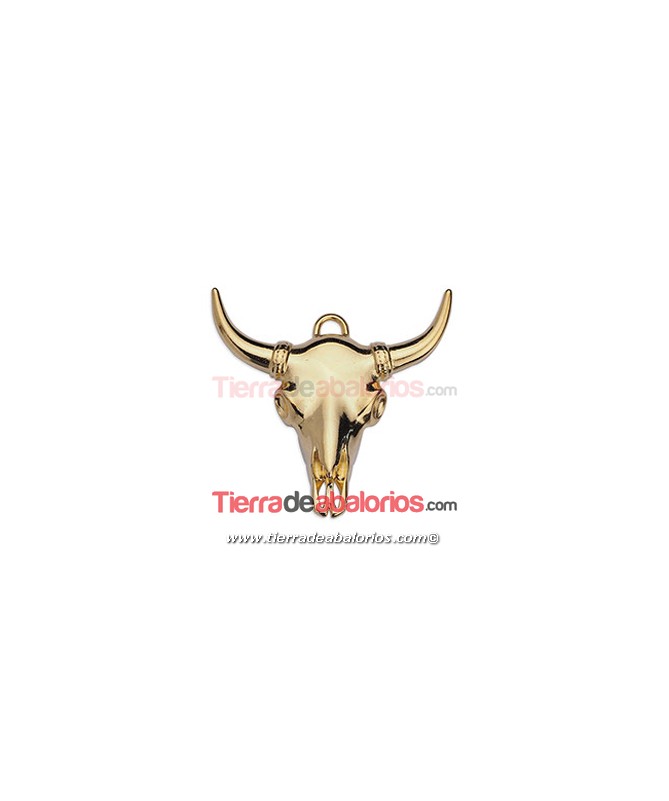 Colgante Bull Skull 40x40mm, Dorado