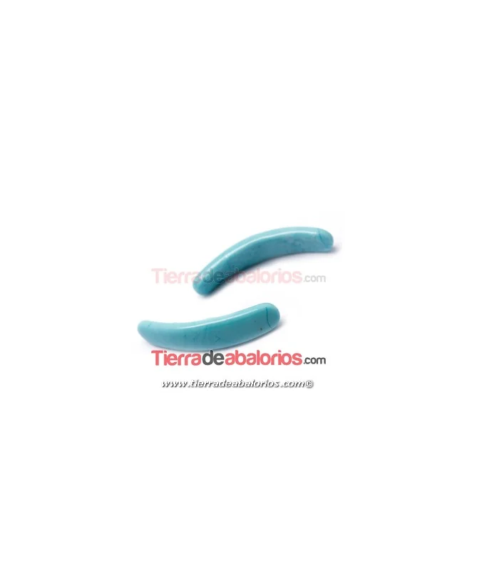 Cabujón Cristal Murano Barra Curvada 33x5mm Turquesa