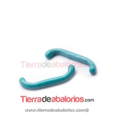 Cabujón Cristal Murano Tubo Curvado 33x5mm Turquesa Cabujón Cristal Murano Tubo Curvado 33x5mm Turquesa