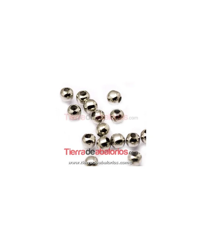 Bola de Latón 4mm Agujero 1,5mm, Plata Vieja