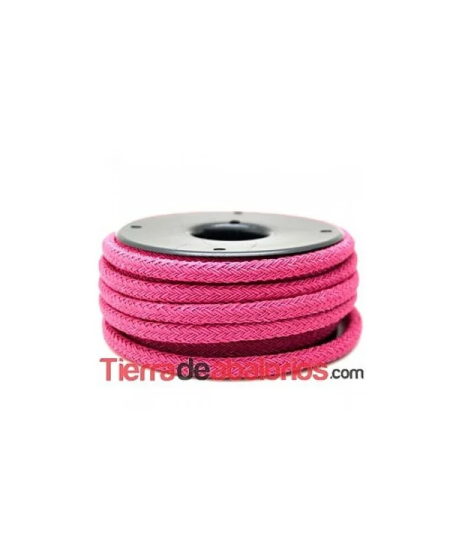 Cordón Trenzado de Rayón 6mm, Fucsia Oscuro