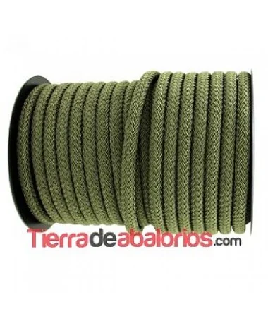 Cordón Trenzado de Rayón 6mm, Verde Cazador
