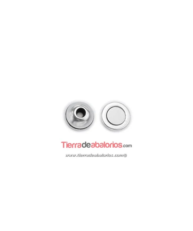 Cierre Bola con Imán de 12mm Agujero 4mm, Plateado