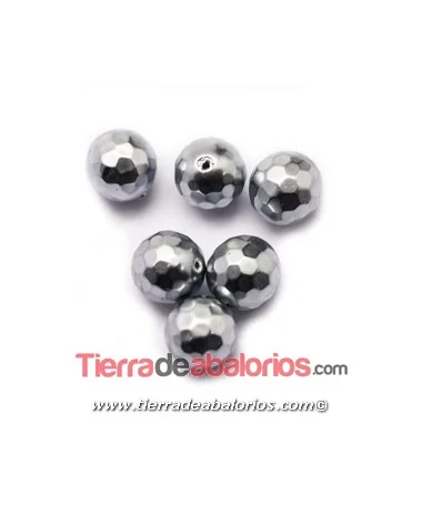 Nacar Bola Facetada 10mm Agujero 0,8mm Plateada Nacar Bola Facetada 10mm Agujero 0,8mm Plateada