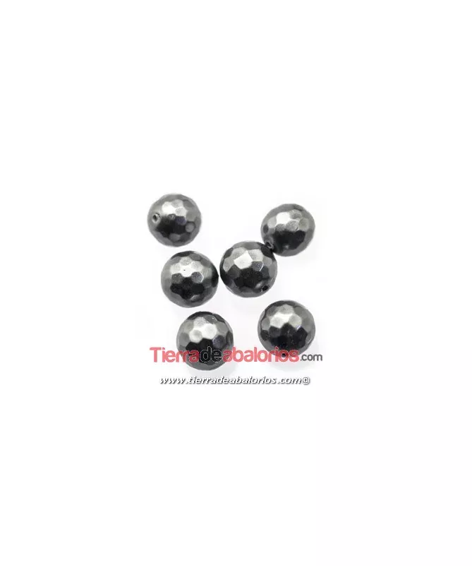 Nacar Bola Facetada 10mm Agujero 0,8mm Plomo