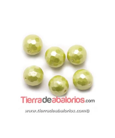 Nacar Bola Facetada 10mm Agujero 0,8mm Verde Manzana