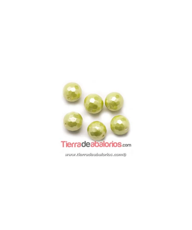Nacar Bola Facetada 10mm Agujero 0,8mm Verde Manzana