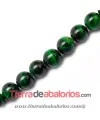 Ojo de Tigre Teñido Bola 10mm Agujero 1,4mm Verde