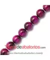 Ojo de Tigre Teñido Bola 10mm Agujero 1,4mm Fucsia