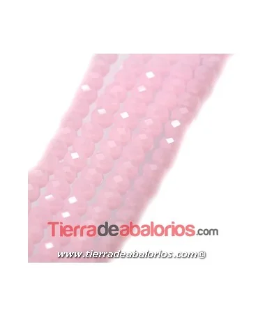 Bola Rondel Facetado 6x4mm Agujero 0,7mm, Rosa Opalino