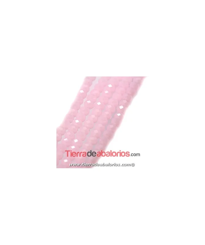Bola Rondel Facetado 6x4mm Agujero 0,7mm, Rosa Opalino