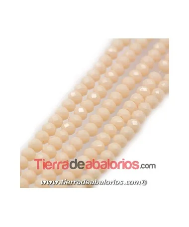 Bola Rondel Facetado 6x4mm Agujero 1mm, Beige